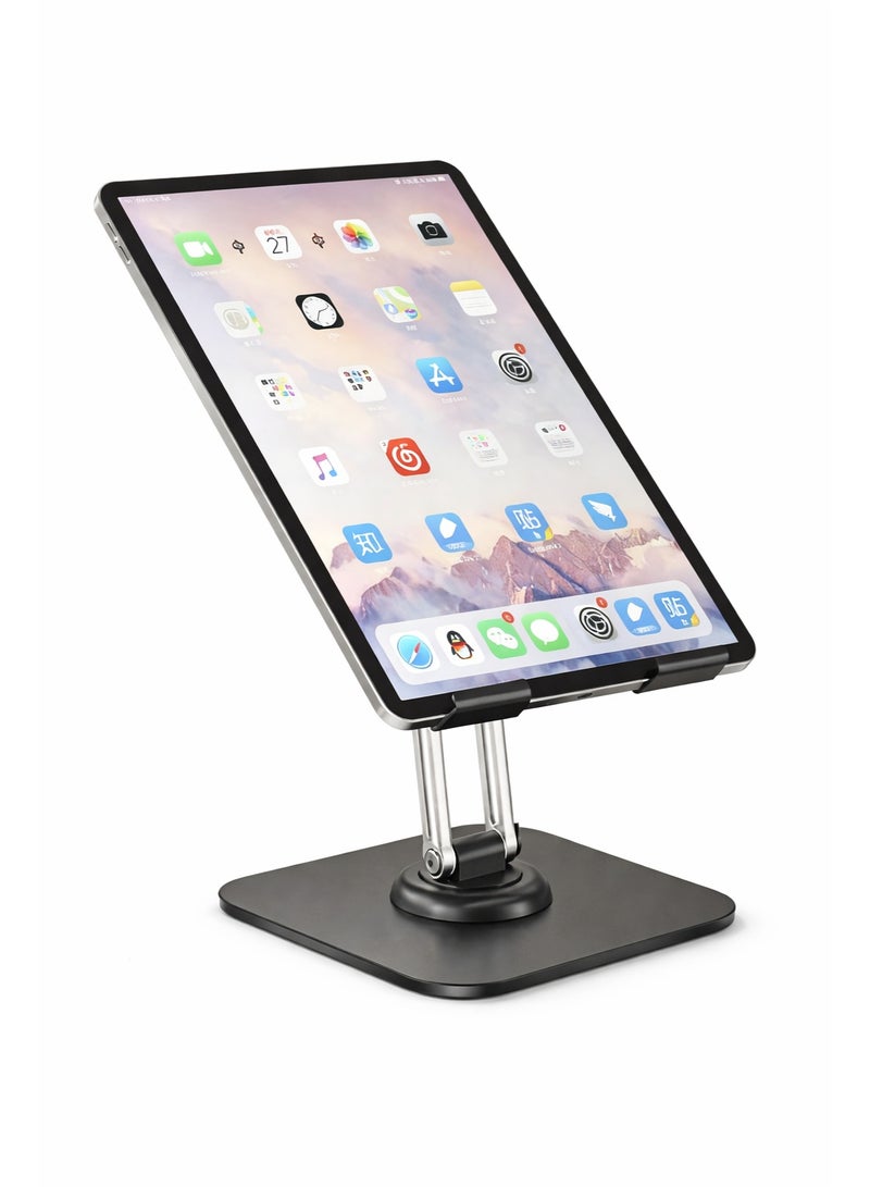 حامل تابلت قابل للدوران 360° بتصميم ثلاثي المحاور ثابت، قابل لتعديل الارتفاع وتحمل وزن ثقيل، متوافق مع أجهزة التابلت حتى 13 بوصة - Image 1